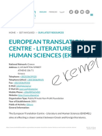 EUROPEAN TRANSLATION CENTRE - LITERATURE AND HUMAN SCIENCES (EKEMEL) - Anna Lind