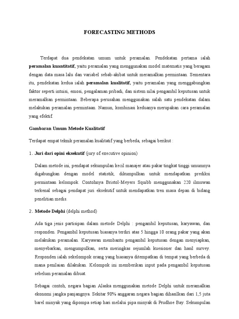 Forecasting Methods | PDF | Karier & Perkembangan | Pengelolaan ...