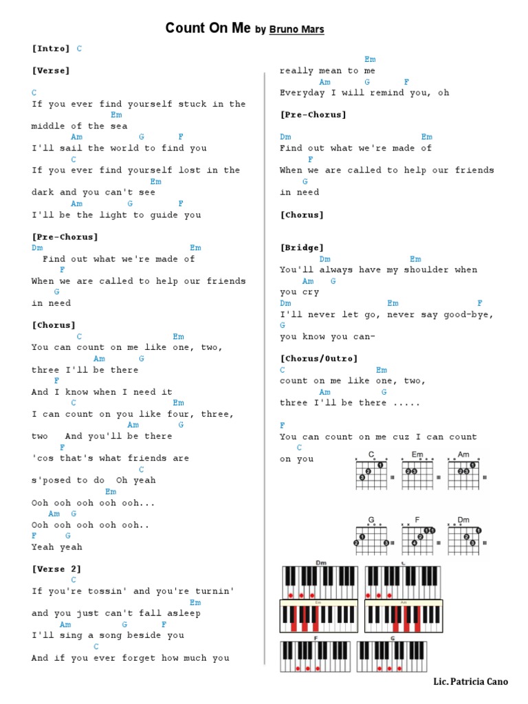 Count On Me. Chords. PDF Song Structure Vocal Music
