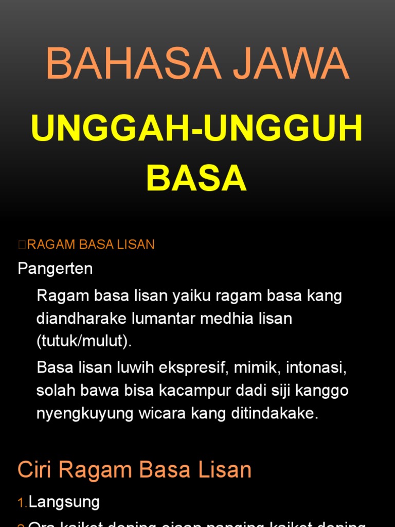 Bahasa Jawa Tangan dalam kehidupan sehari-hari di Jawa