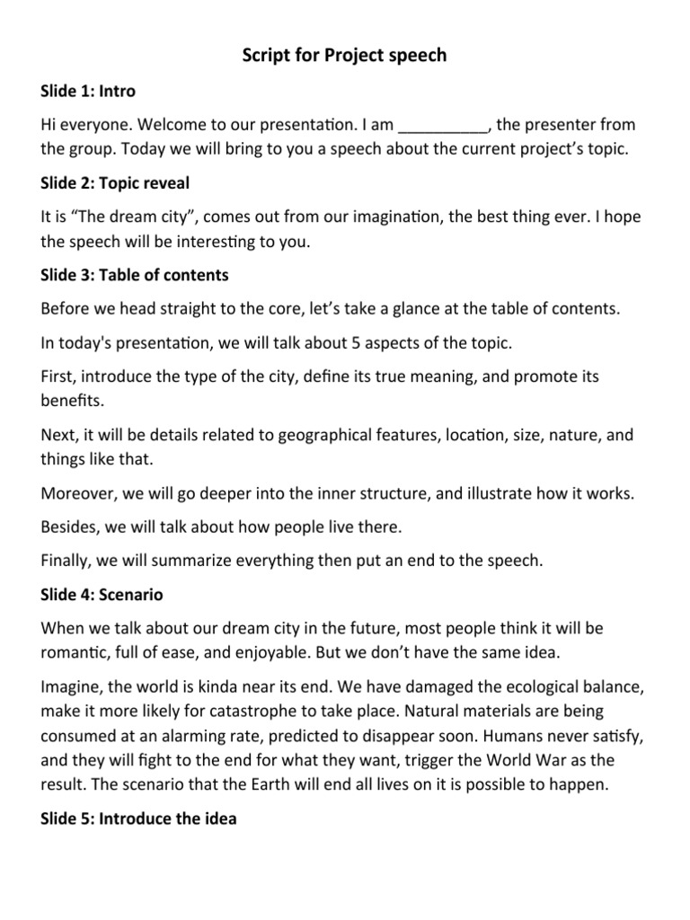 Script For Project Speech: Slide 1: Intro | PDF | Recycling | Waste