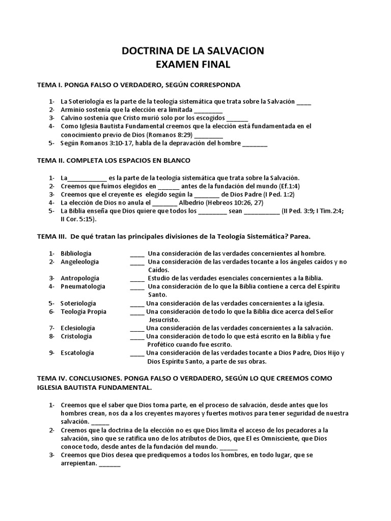 Examen Doctrina de La Salvacion | PDF | calvinismo | Salvación