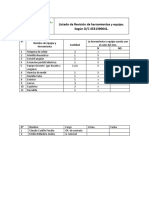 Listado de Revisión de Herramientas y Equipo