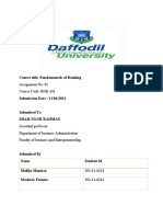 Course Title: Fundamentals of Banking: Assignment No: 01 Course Code: BNK-201