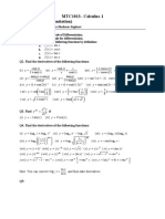 MTC1013 - Calculus-1 Assignment (Differentiation) Instructor