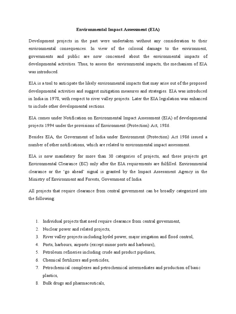 EIA Reference Notes | PDF | Environmental Impact Assessment | Emergency ...