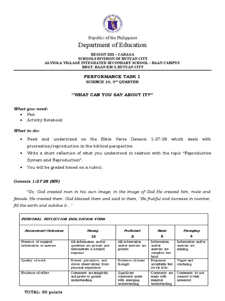 Science 10 Performance Task: 3rd Quarter | PDF