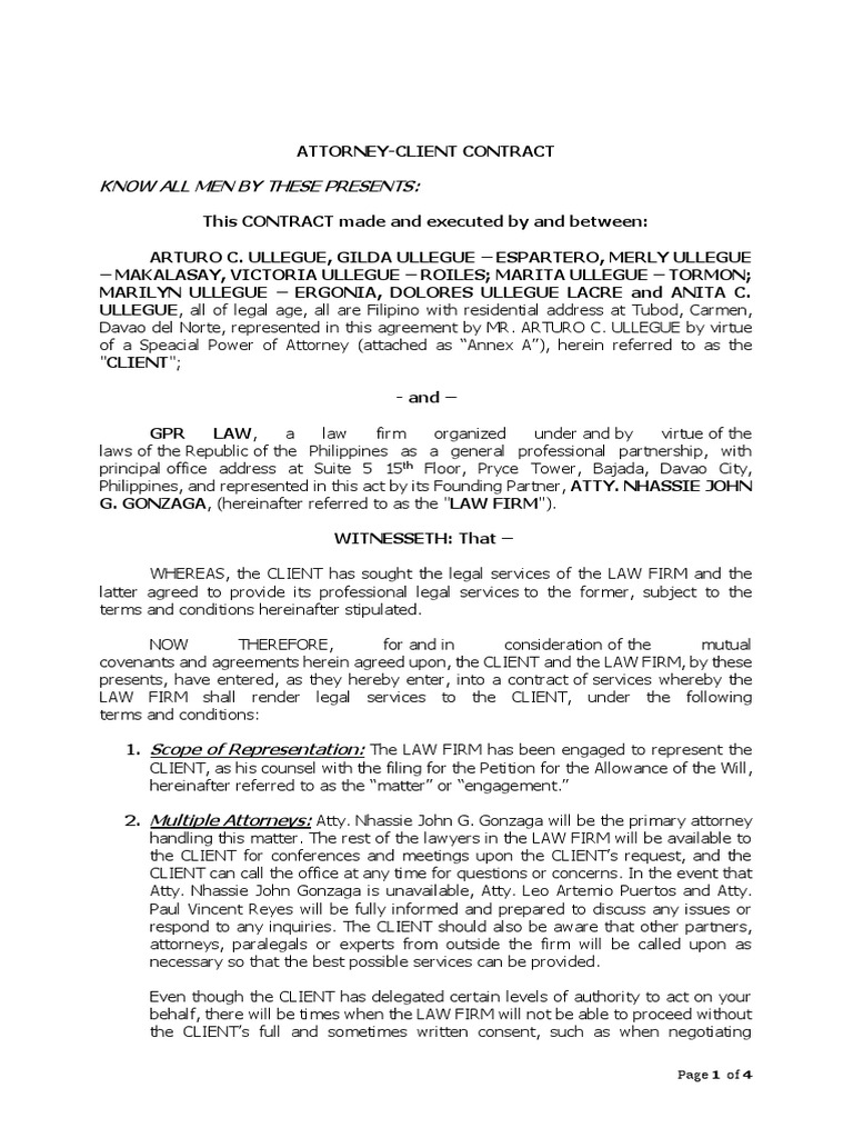 Attorney-Client Contract | PDF | Lawyer | Confidentiality