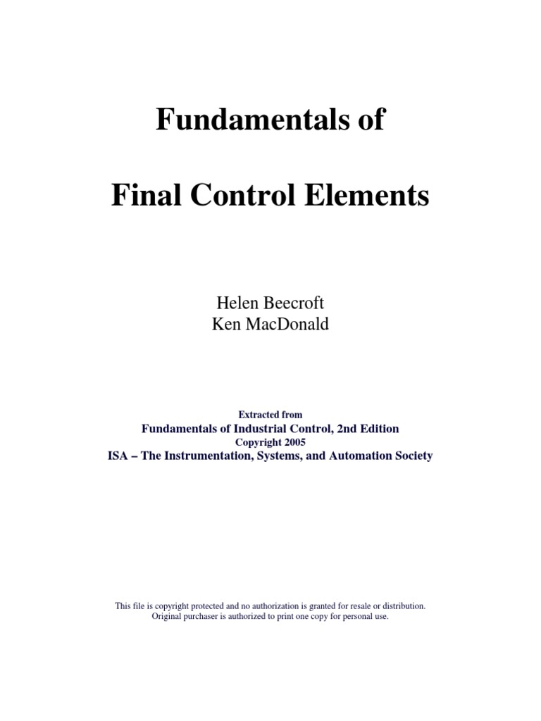 Fundamentals of Final Control Elements | PDF | Valve | Fluid Dynamics