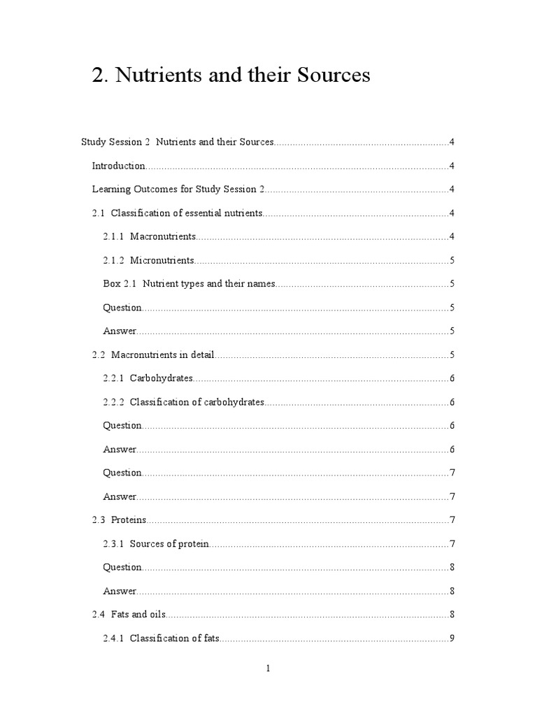 Nutrients: Sources and Functions Guide | PDF | Nutrients | Carbohydrates