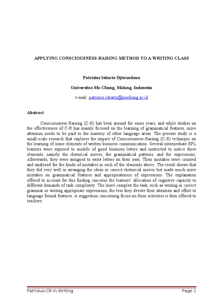 Consciousness raising essay image