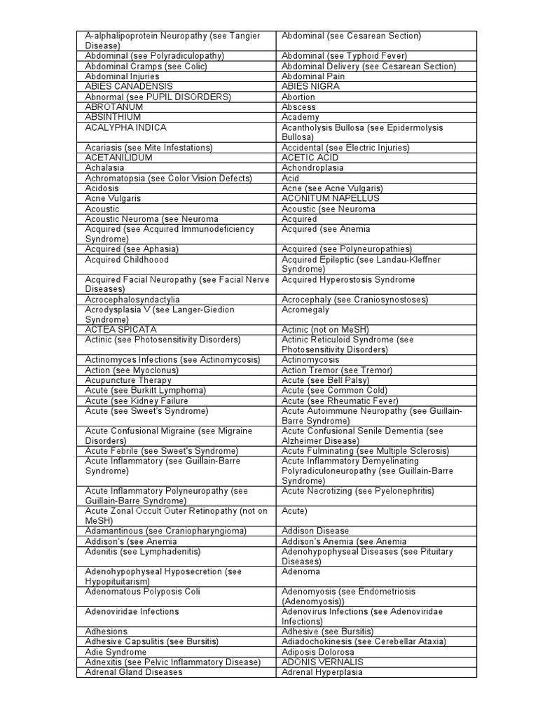 Medical Conditions and Disorders Index | PDF | Cancer | Common Carotid ...