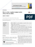 Arab Journal of Urology Editorial on Writing Medical Articles