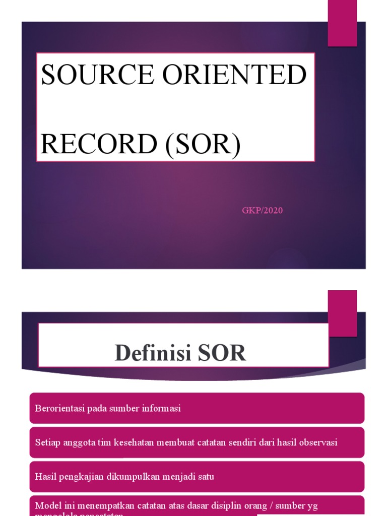 Source Oriented Record (Sor) | PDF