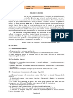 CMR Sujet Francais Etude de Texte BEPC 2015