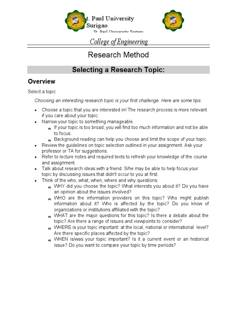 selecting a research topic pdf