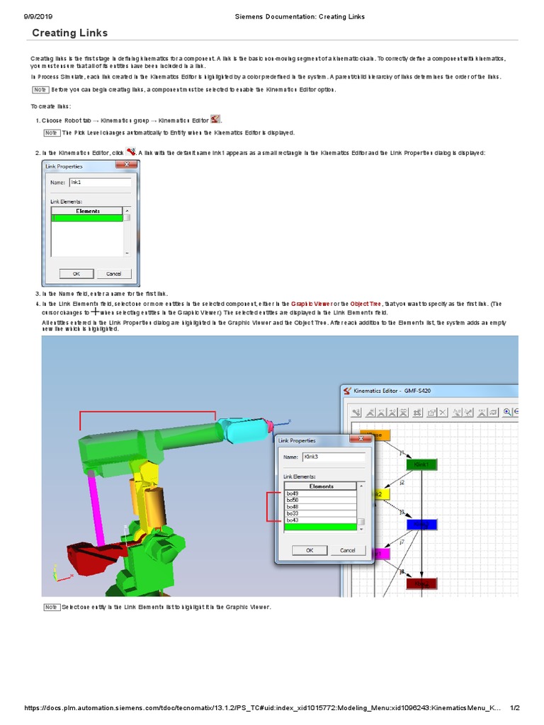 Siemens Documentation - Creating Links | PDF | Kinematics | Computer ...