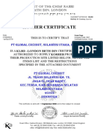 Kosher Certificate: 1 September 2020