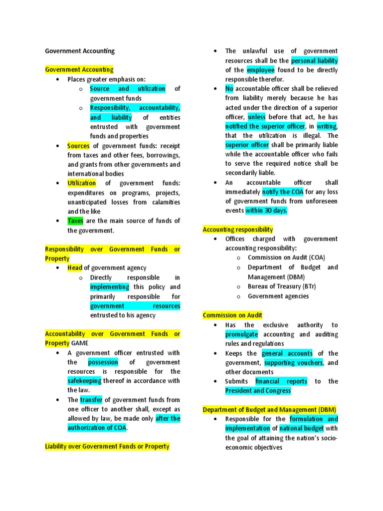 Overview of Government Accounting Principles | PDF | Financial Services ...