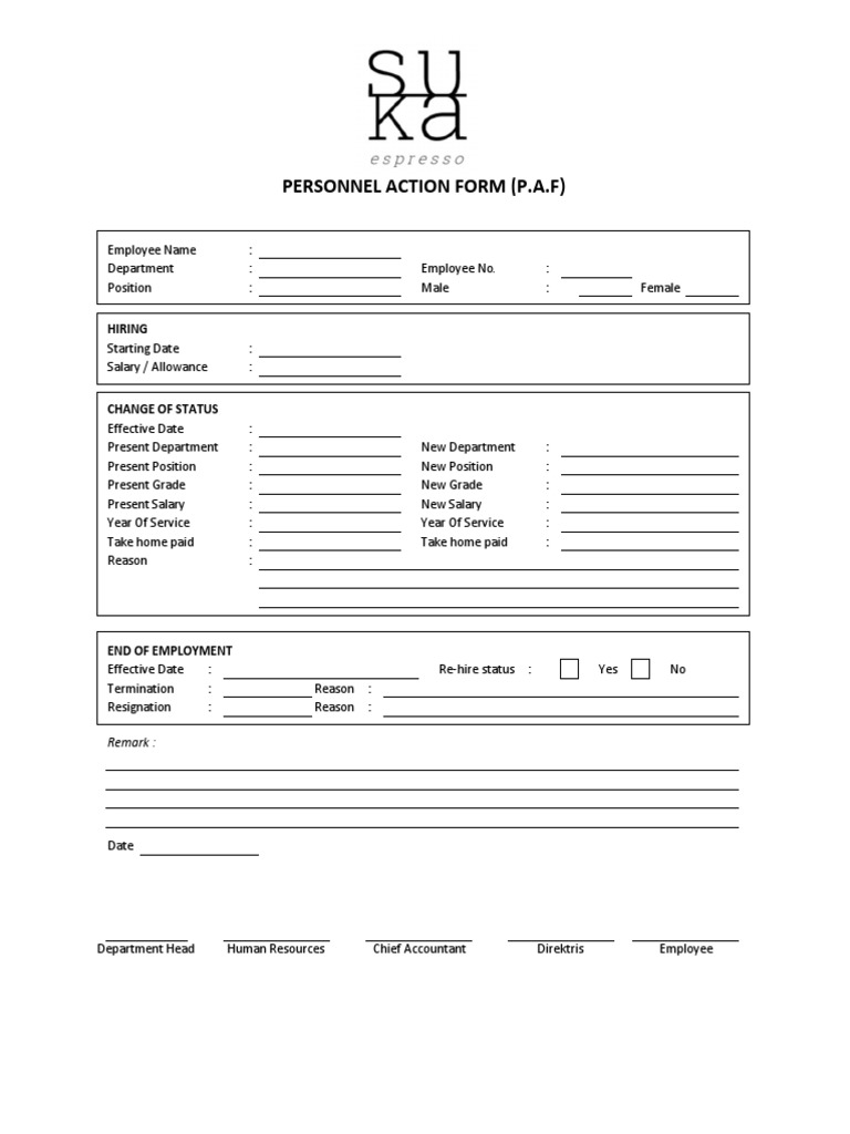 Employee Personnel Action Form Template | PDF