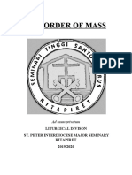 The Order of Mass: Liturgical Divison St. Peter Interdiocese Major Seminary Ritapiret 2019/2020