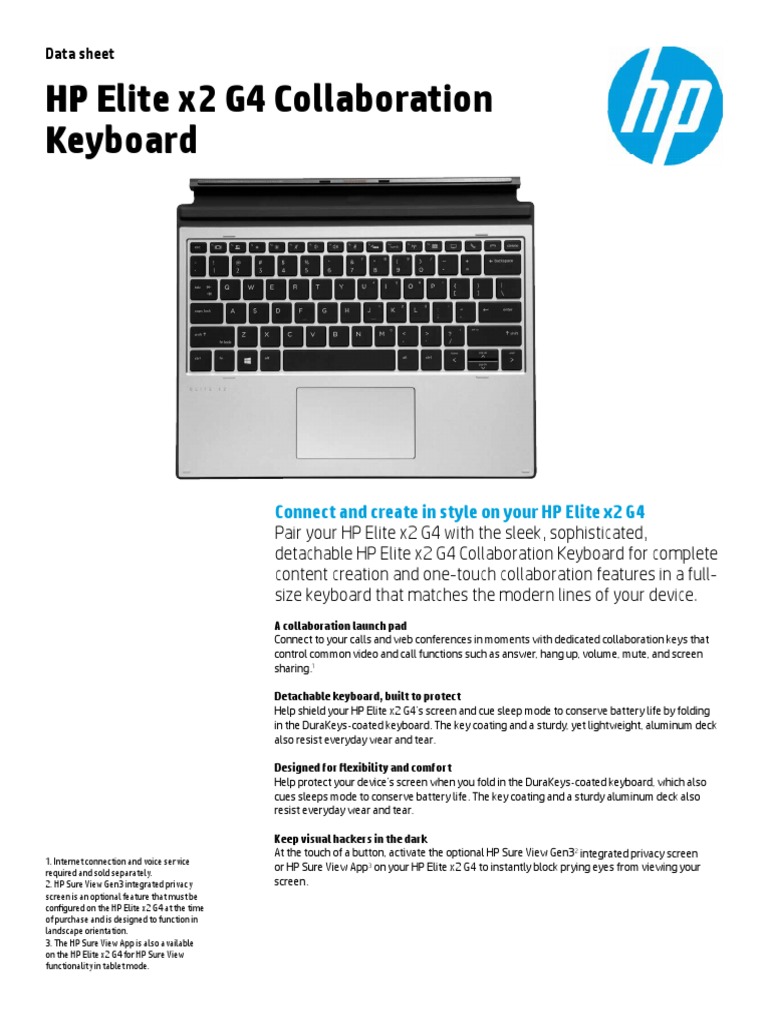 HP Elite x2 G4 CollaborationKeyboard | PDF | Computer Keyboard