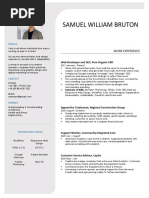 Sam Bruton - Web Developer CV