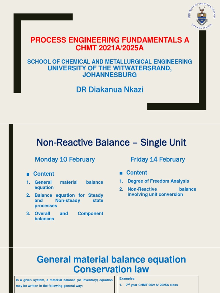 Non-Reactive Balance in Process Engineering | PDF | Mole (Unit ...