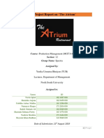 Project Report On The Atrium': Course: Production Management (MGT314) Section: 12 Group Name: Spectra Assigned by
