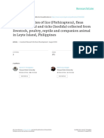 Different Species of Lice (Phthiraptera), Fleas (Siphonaptera) and Ticks (Ixodida) Collected From Livestock, Poultry, Reptile and Companion Animal in Leyte Island, Philippines