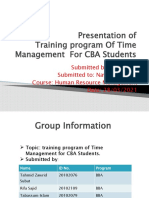 Presentation of Training Program of Time Management For CBA Students
