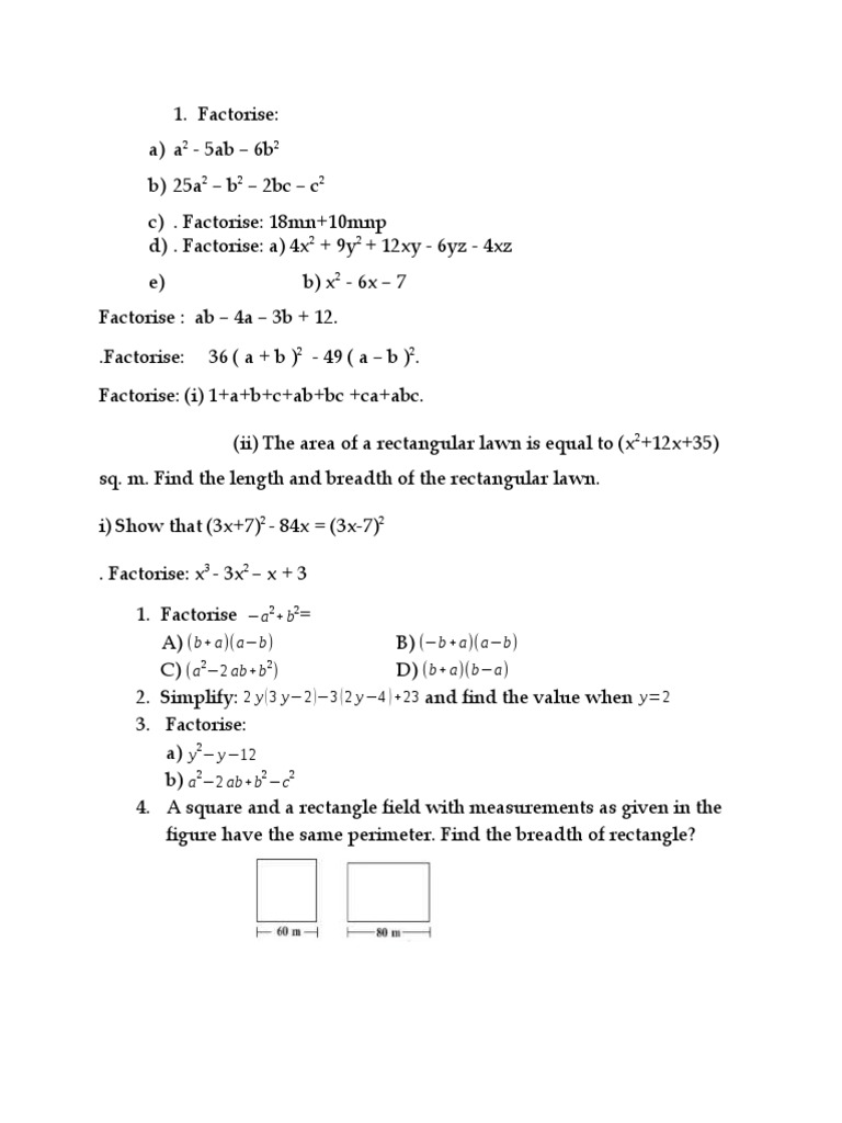 Factorise Pdf Factorization Mathematical Notation