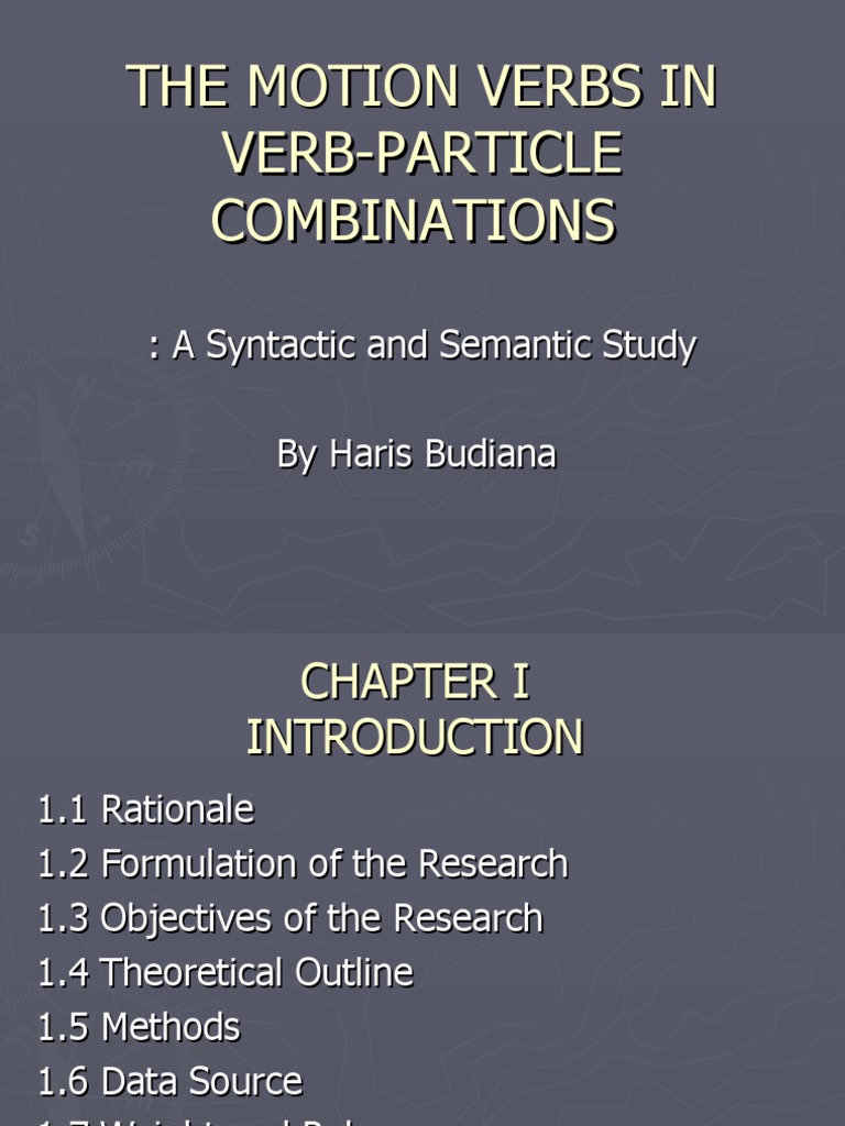 The Motion Verbs in VerbParticle Combinations PDF Preposition And