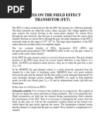 Notes on the Field Effect Transistor FET