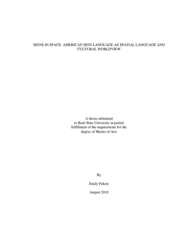 Signs in Space - Spatial Language and Cultre World View Thesis | PDF ...