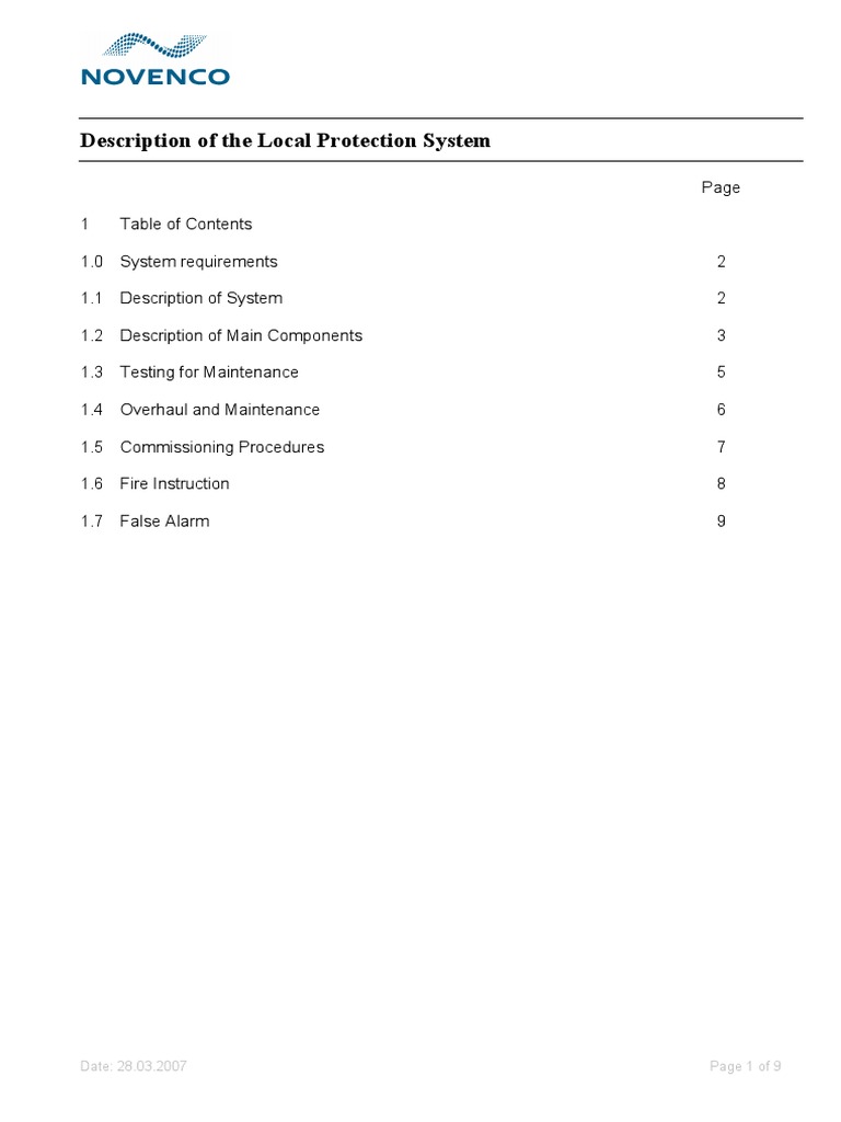 Overview of Key Components and Maintenance Procedures for a Local Fire Protection System PDF