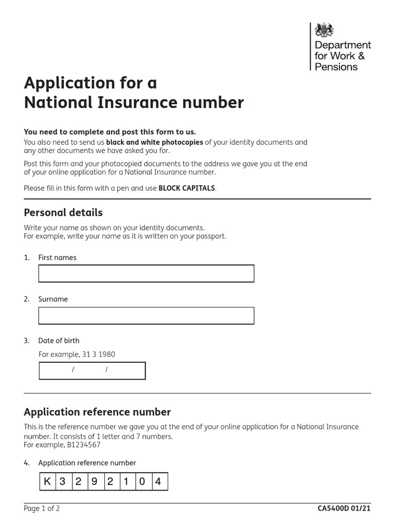 National Insurance Number Application Guide | PDF | Finance & Money ...