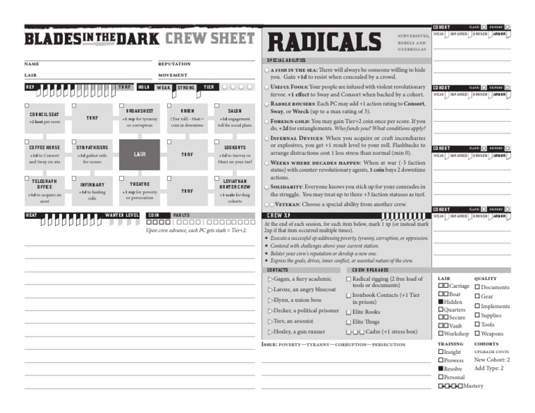 Blades Sheets v8 1 Radicals | Download Free PDF | Violence