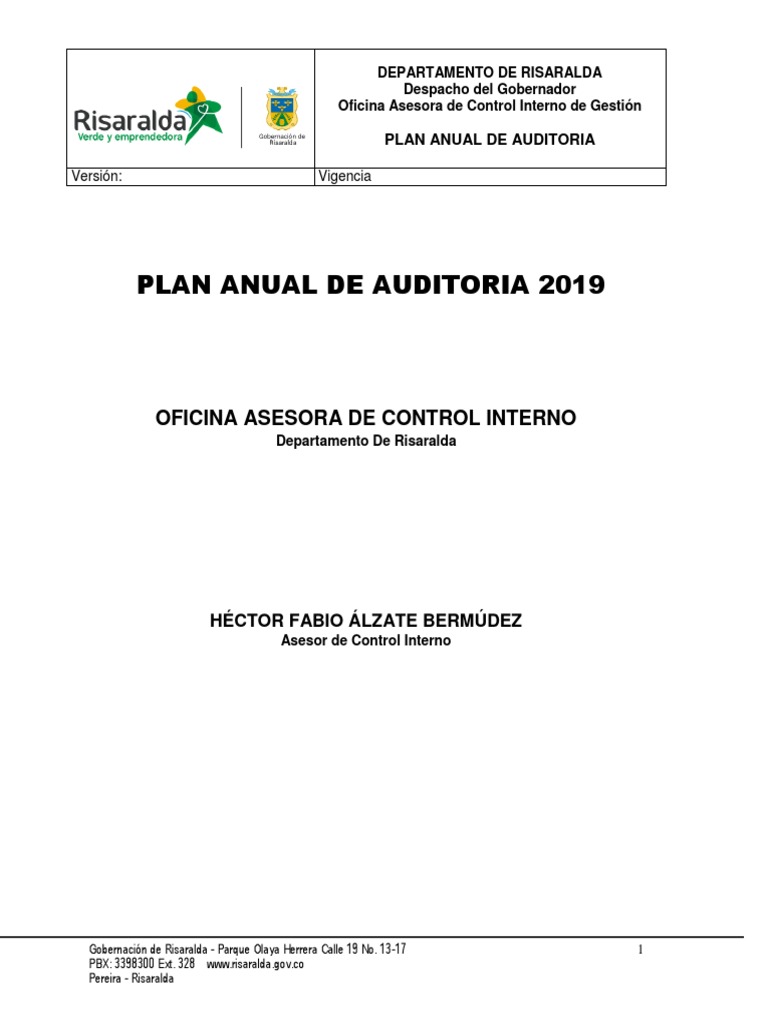 Plan Anual de Auditoria 2019 Actualizado | PDF | Auditoría | Planificación