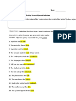 Finding Direct Objects Worksheet