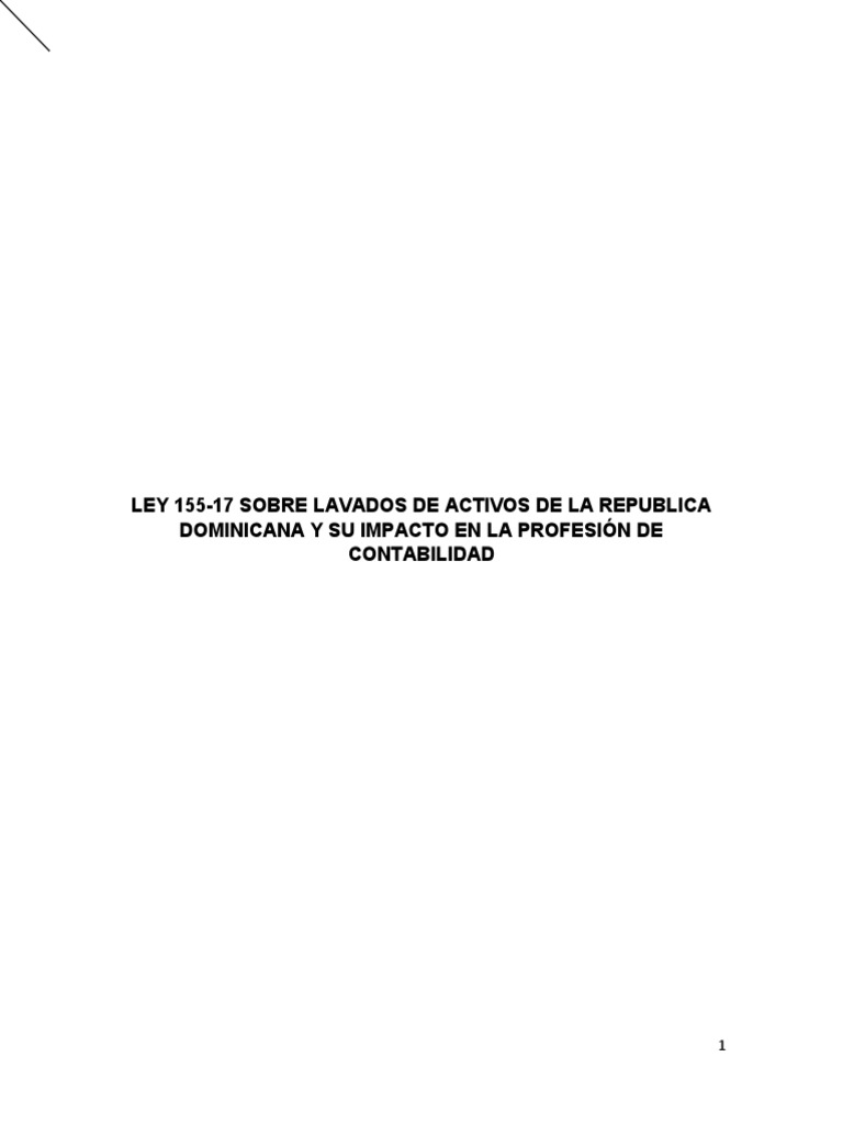 Ley 155-17: Lavado de Activos en RD | PDF | Lavado de dinero | Efectivo