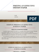 Steps in Writing An Effective Position Paper: Name: Section