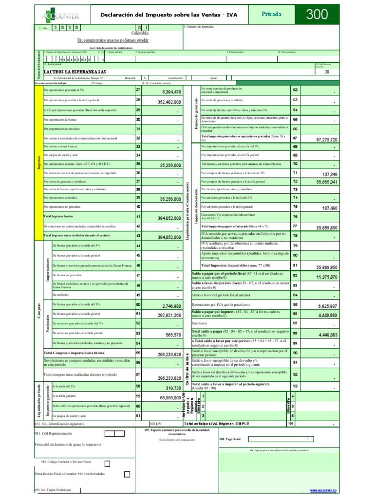 Formulario Del Iva | PDF | Impuestos | Comercio