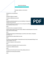 Topics For The Interview You Need To Turn On The Camera and Microphone For The Interview. Unit 1