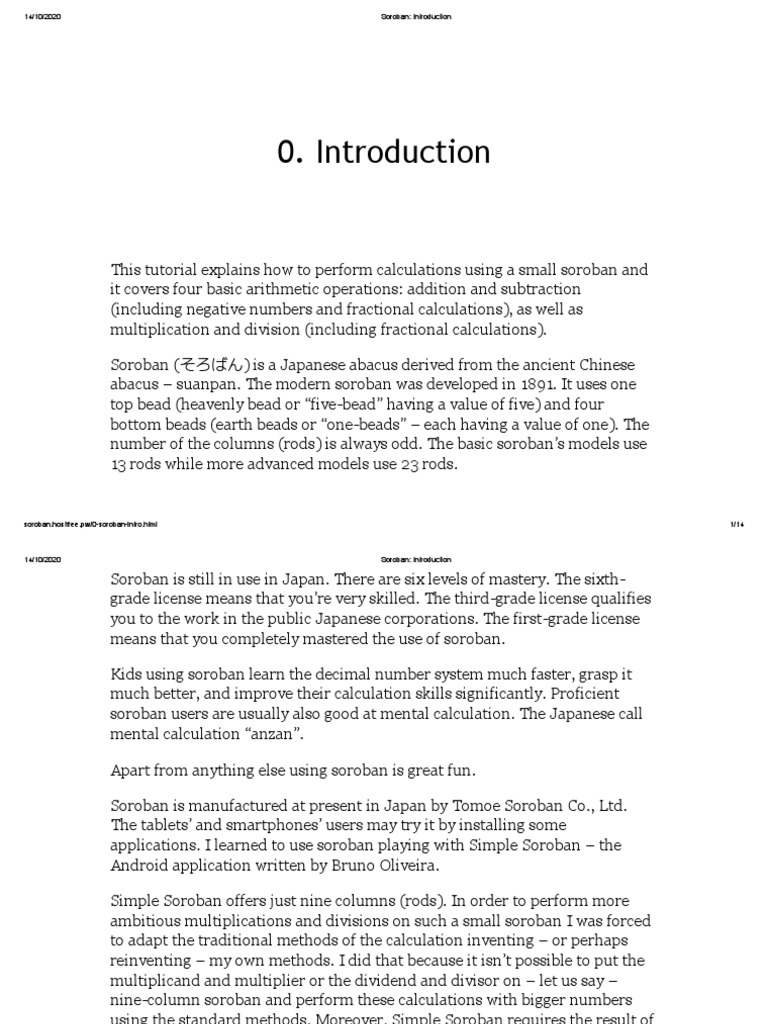 Soroban 00 Introduction Pdf Numbers Teaching Mathematics