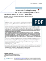 Knowledge of Women in Family Planning and Future Desire To Use Contraception: A Cross Sectional Survey in Urban Cameroon