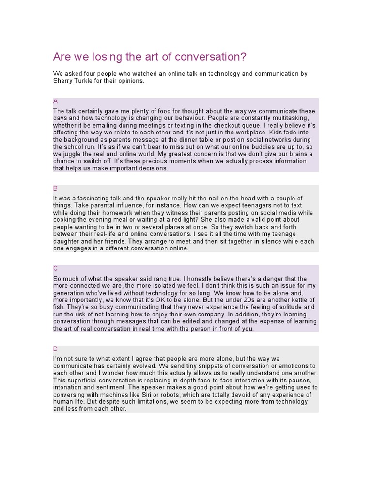 ENGLISH TEXT Are We Losing The Art of Conversation PDF