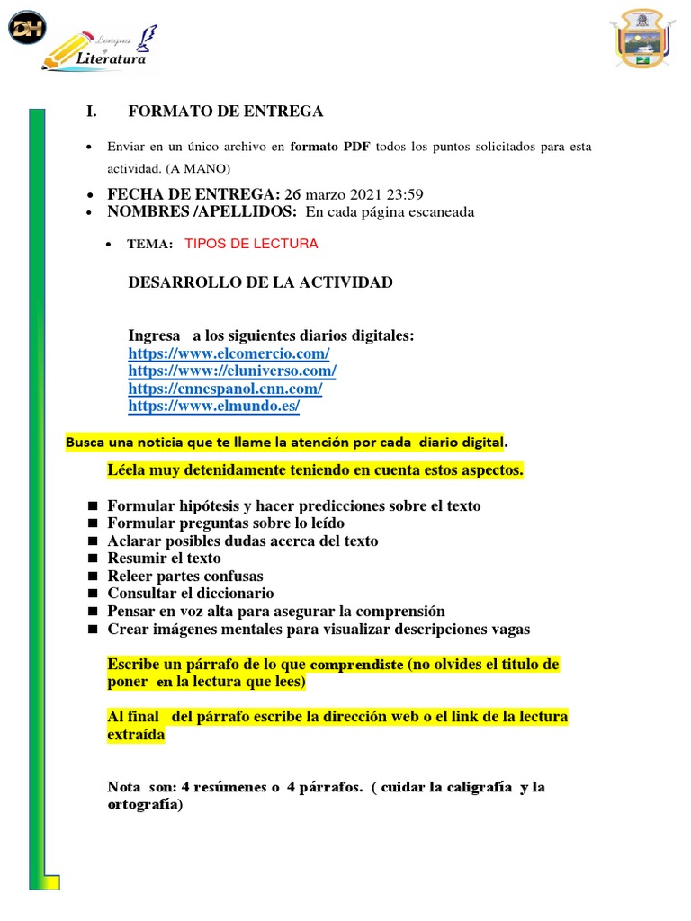 Actividad Lengua | PDF | Artes del Lenguaje y Comunicación | Arte