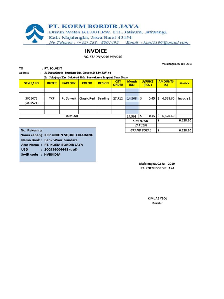 Invoice PT. Solve It Juli 2019 | PDF