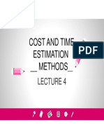 COST AND TIME ESTIMATION METHODS LECTURE 4